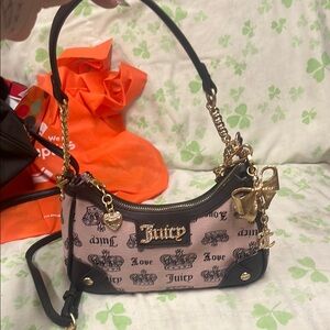 Juicy Couture Exclusive!! Pink and Black y2k style Shoulder Bag with Design